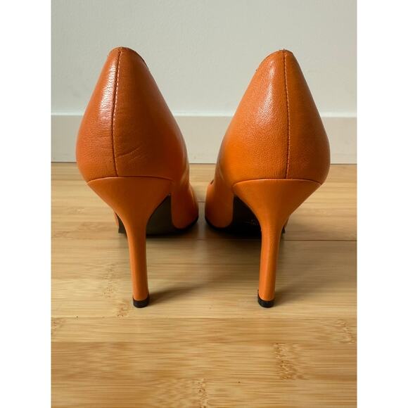 CF BY FALCHI CARLOS FALCHI ORANGE LEATHER PUMPS POINTED TOE HEELS SIZE 7.5 - Picture 5 of 9